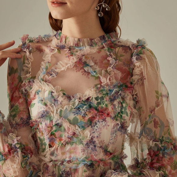 Luxury Long Sleeve Evening Dresses Elegant Sexy Long Wedding Prom Dress - Picture 2 of 6